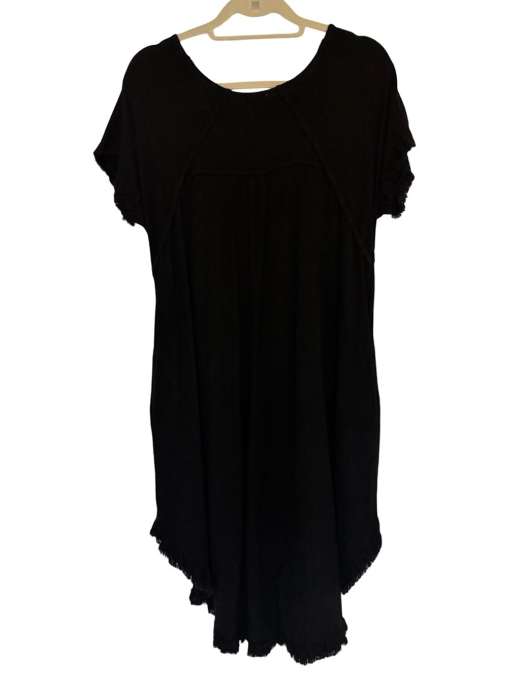 Umgee Black Linen Blend Tunic Dress Ruffle Sleeve L - Picture 3 of 8